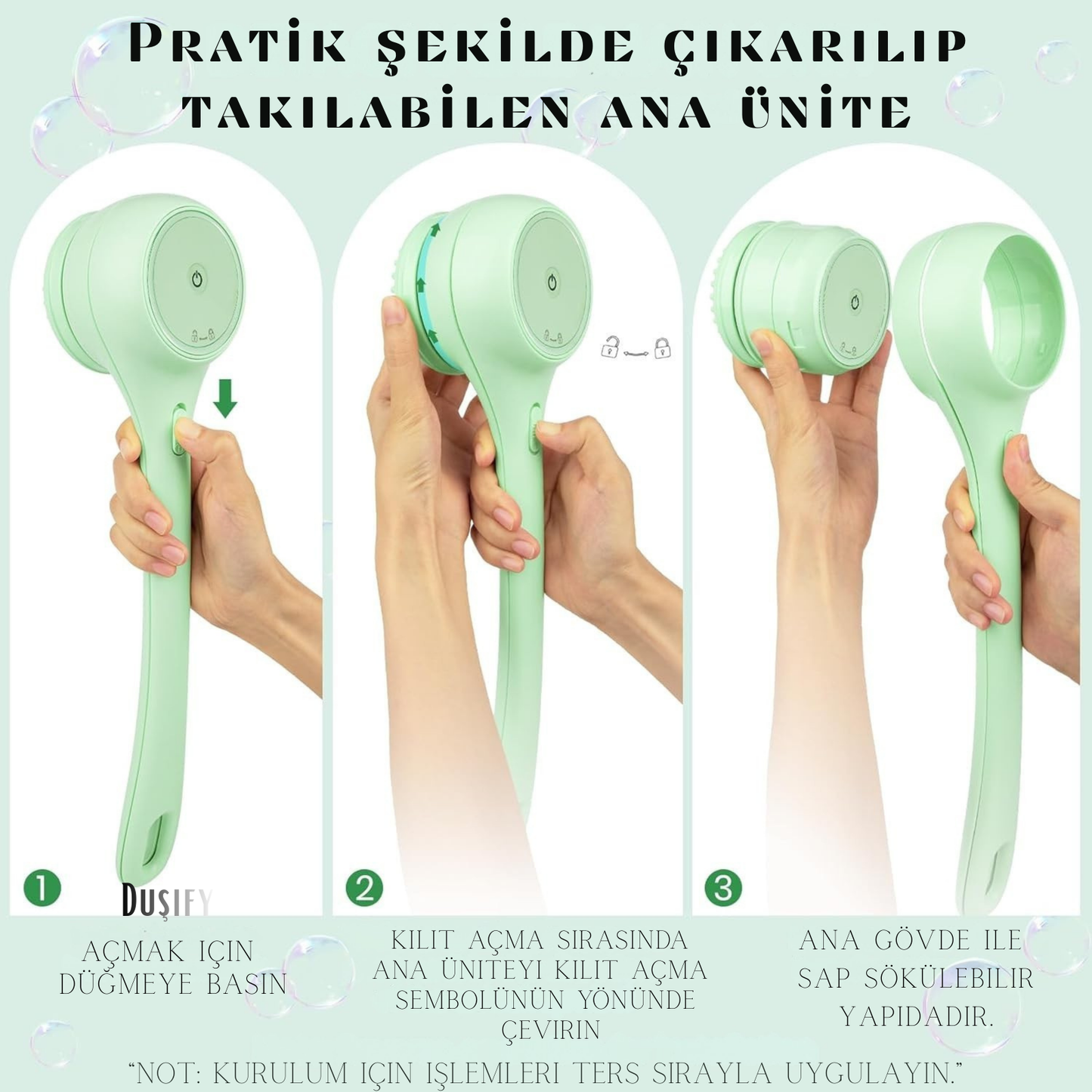 Elektrikli Uzatmalı Sırt & Vücut Temizleme Fırçası – Şarjlı, Su Geçirmez