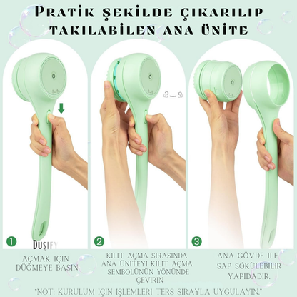 Elektrikli Uzatmalı Sırt & Vücut Temizleme Fırçası – Şarjlı, Su Geçirmez